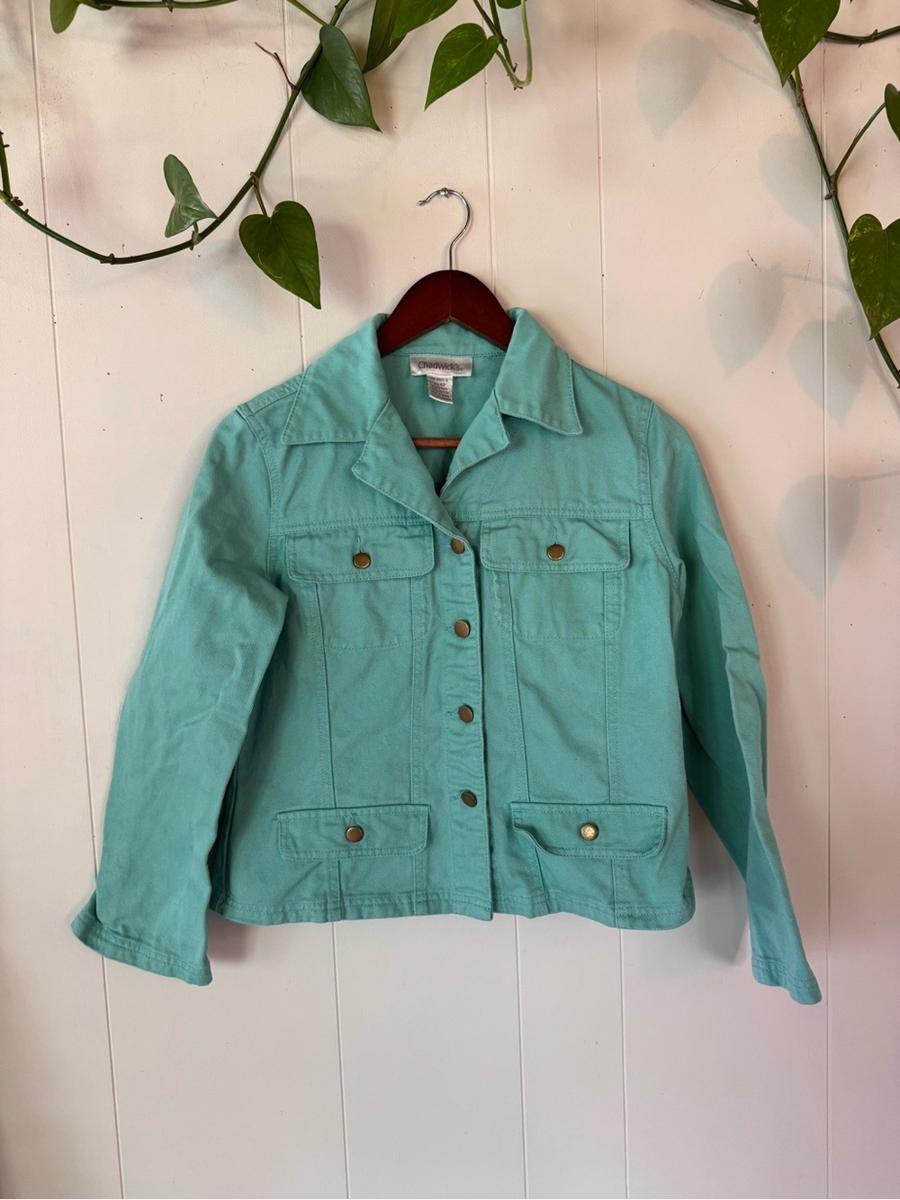 Chadwicks Teal Button-Front Jean Jacket
